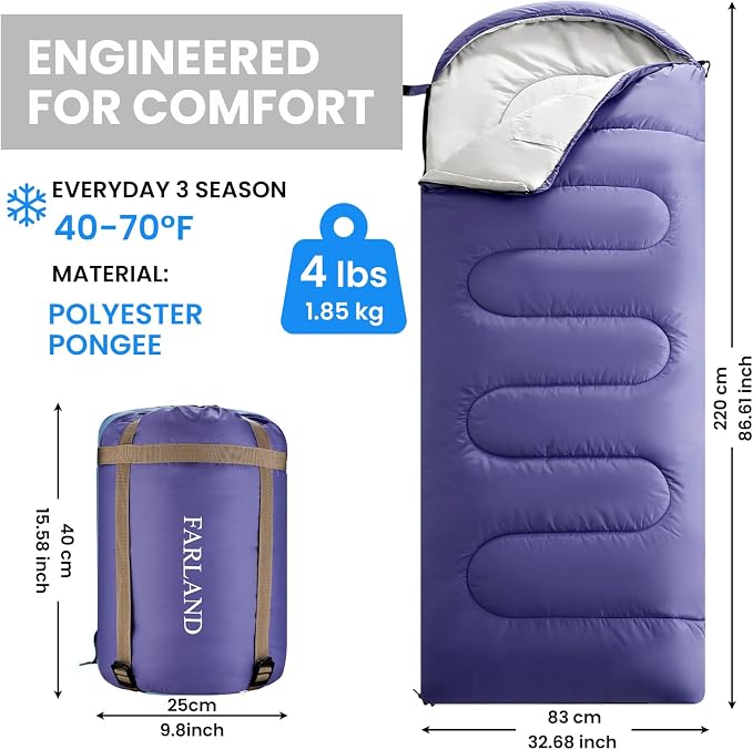 FARLAND Sleeping Bags 30℉ for Adults Teens Kids - Image 2