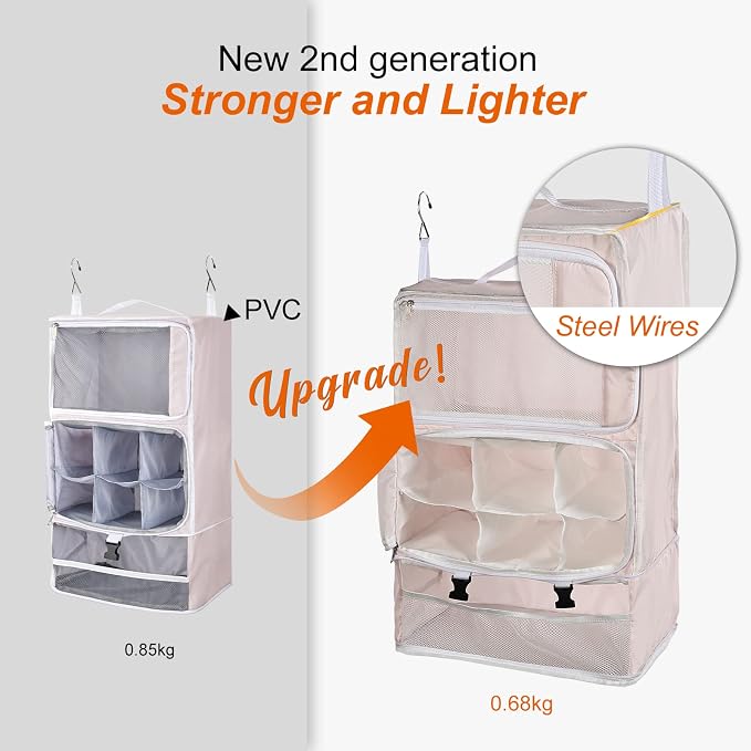 TABITORA Travel Portable Hanging Shelves Closet Organizer Packing Luggage - Image 2