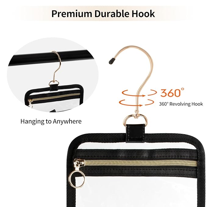 CUBETASTIC Clear Toiletry Bag, Transparent Travel Makeup Bag Small Hanging - Image 2