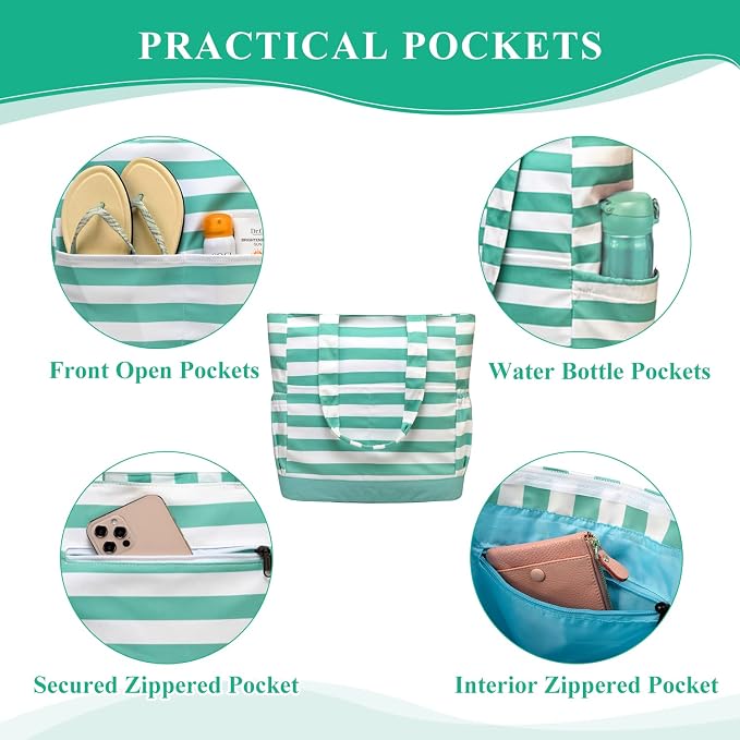 VASCHY Beach Bag for Women, Large Waterproof Sandproof Fold-able Packable Pool - Image 6