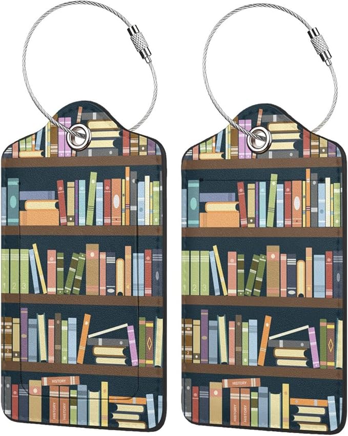2 Pack Luggage Tags for suitcases Cute Book Luggage Tag, Leather Stainless by Wvpslak