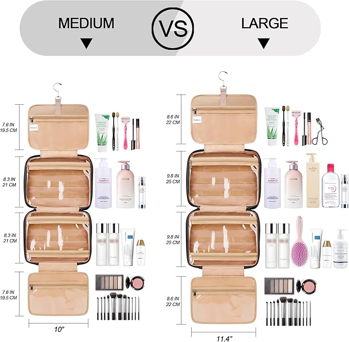 Travel Hanging Toiletry Bag for Women, Large Makeup Bag 8 Leak Proofing - Image 7