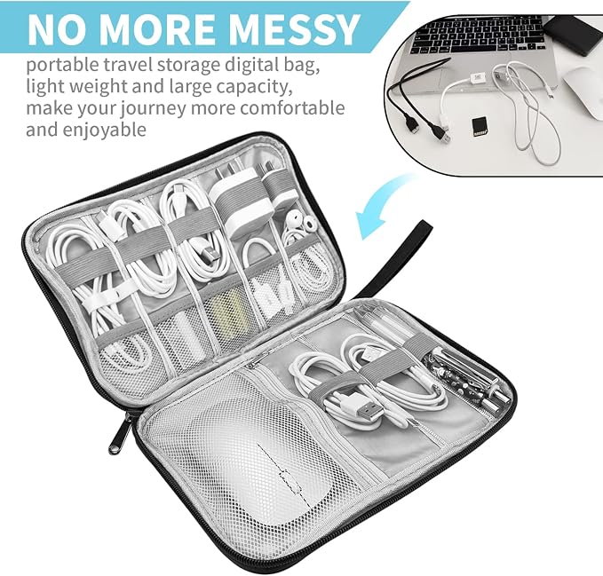 Electronics Organizer Travel Case, Electronic Accessories Storage Bag, Portable - Image 2