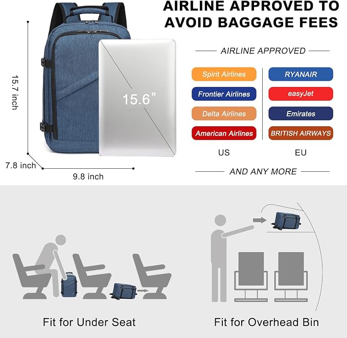 Kono Carry on Backpack, Waterproof Lightweight Daypack - Image 2