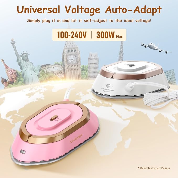 Newbealer Travel Iron with Global Voltage, 100-240V Mini Dry Iron - Image 3