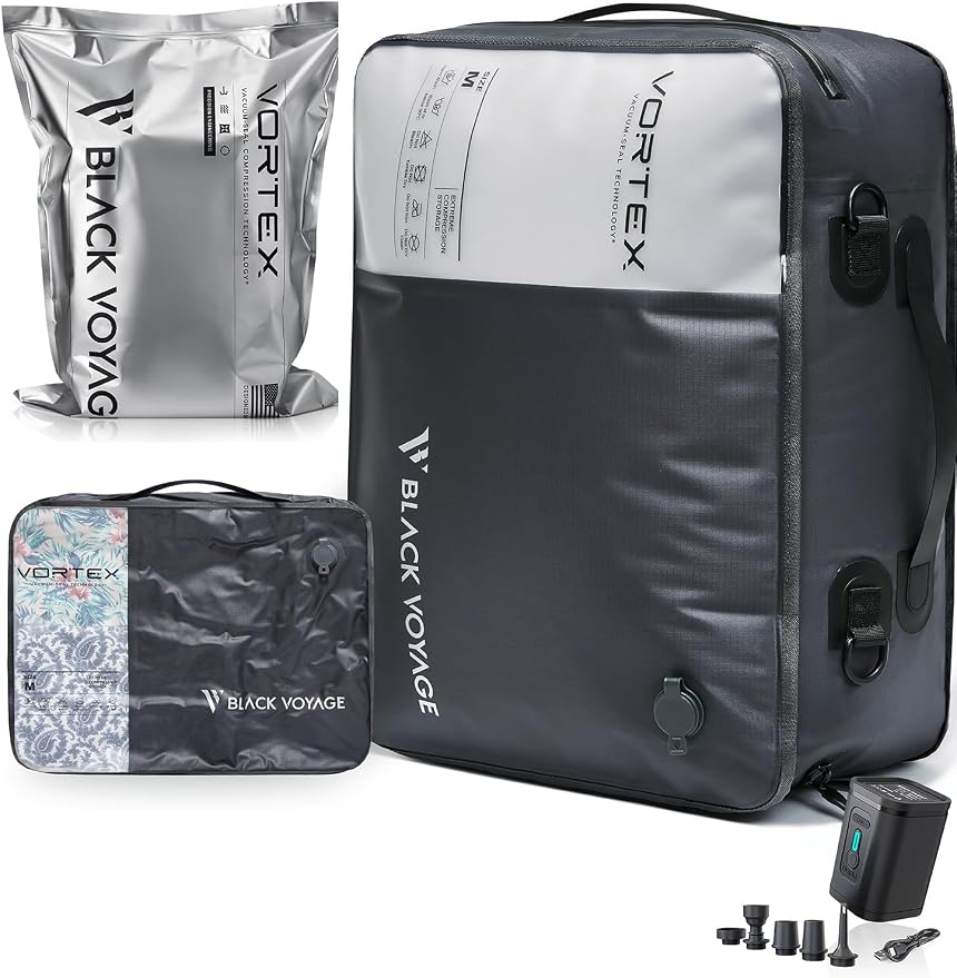 Black Voyage Reusable Vacuum Compression Travel Bag by BlackVoyage