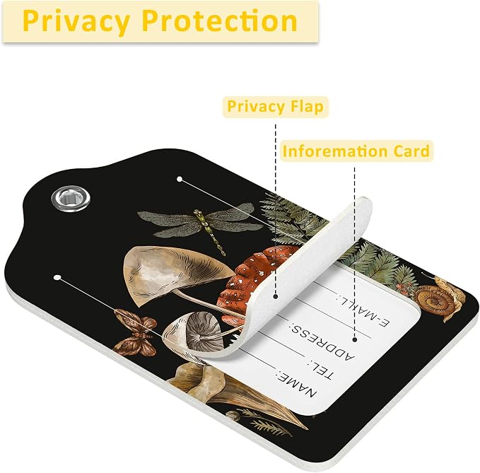 2 Pack Luggage Tag for Suitcase, Vintage Forest Plants PU Leather Suitcase Tags - Image 4