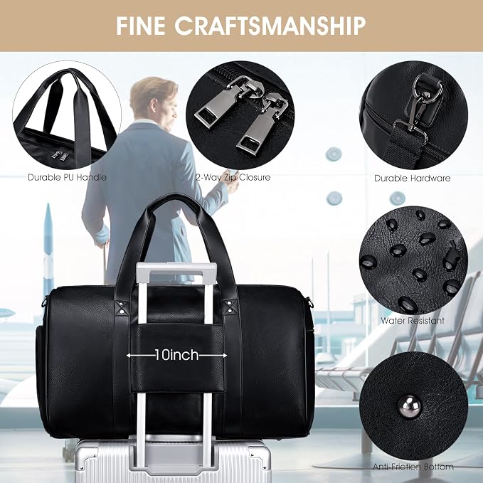 Wogarl 3PCS Leather Weekender Bag - Image 5