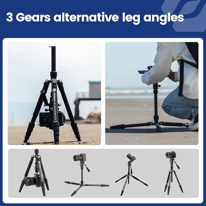 Fotopro 59" Carbon Fiber Travel Tripod, Compact Video Tripods - Image 6