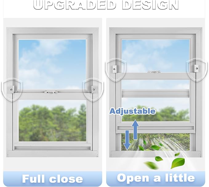 8 Sets Sliding Window Locks for Up and Down Windows, Adjustable Aluminum Window - Image 7
