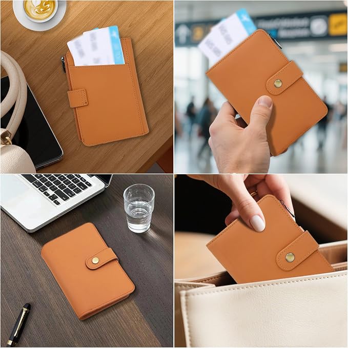 Full Grain Leather Passport Wallet, RFID Blocking Passport Holder - Image 6