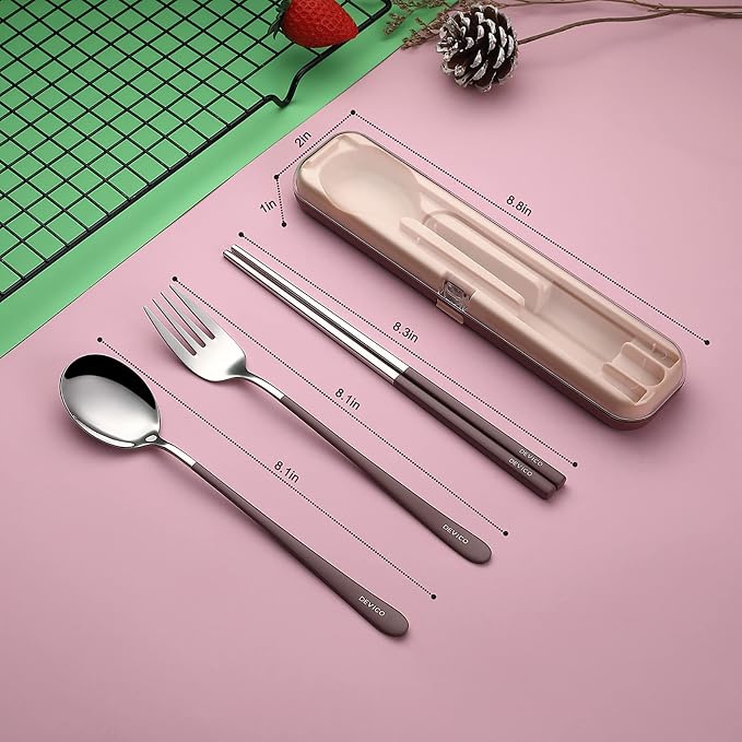 DEVICO Portable Utensils, Travel Reusable Silverware Flatware Set - Image 2