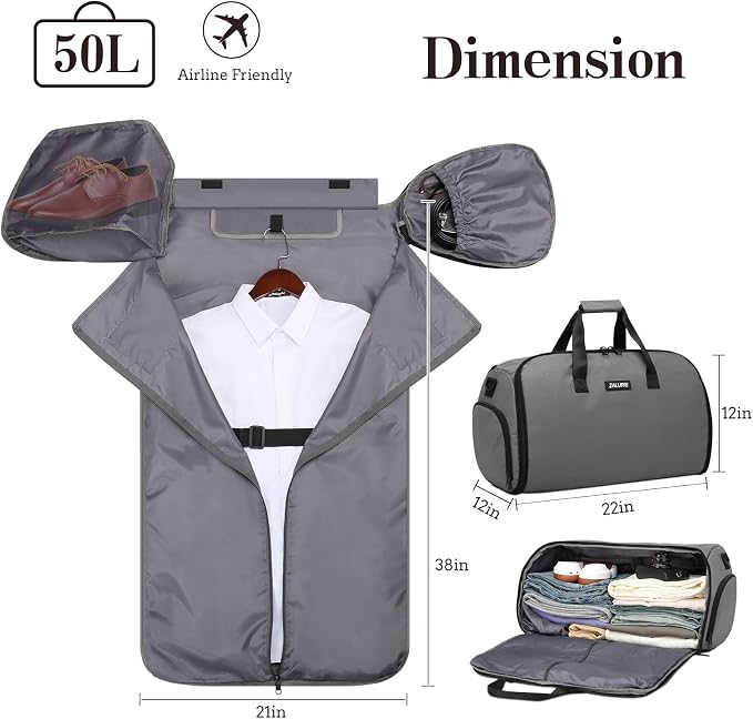 Garment Duffle Bags for Travel, Carry On Garment Duffel Weekender Bag 45L | - Image 4