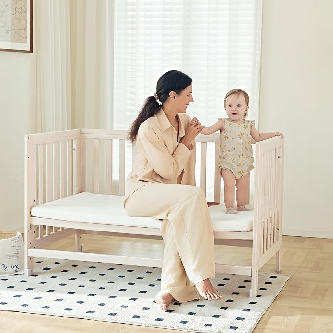 EvoNest Baby Crib, 6 in 1 Convertible Mini Crib - Image 3