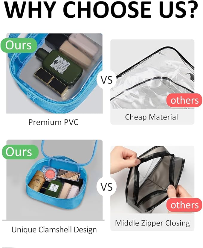 Moyad TSA Approved Clear Toiletry Bag, 2 Pack Quart Size 3-1-1 Liquids Pouch - Image 5