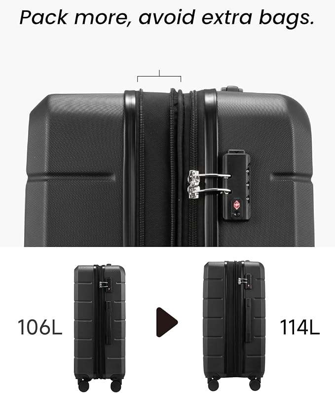 28 Inch Luggage, Expandable Hardside Large Checked Suitcases - Image 3