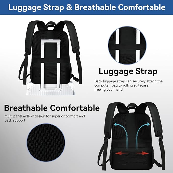 Voova Travel Laptop Backpack, Business Work Laptop Backpack - Image 5