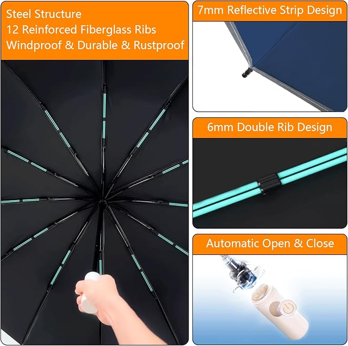 Large Double-Ribs Umbrella Automatic Folding Umbrella - Image 6