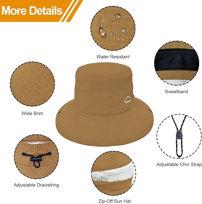 Sun Hats for Women Bucket Hat UV Protection Fishing Hat Wide Brim Safari Hats 2 - Image 6