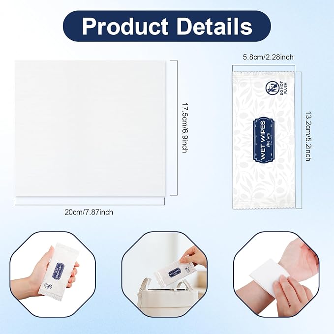 200 Pcs Wet Wipes Individually Wrapped, Aloe Vera Hand Wipe, Disposable Skin - Image 2