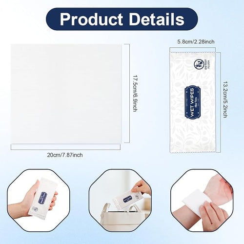 100 Pcs Wet Wipes Individually Wrapped, Aloe Vera Hand Wipe, Disposable Skin - Image 2
