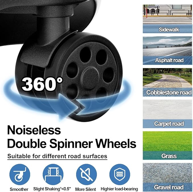 Krute Luggage with Spinner Double Wheels Suitcases with USB Port and Cup Holder - Image 5