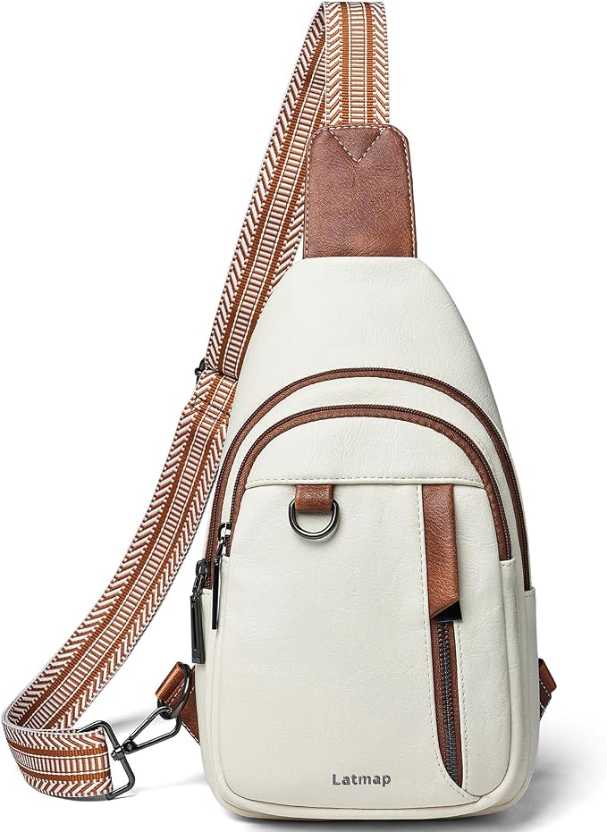 7L Sling Bag for Women Men Leather Small Sling Backpack Daypack Anti Theft by LATMAP