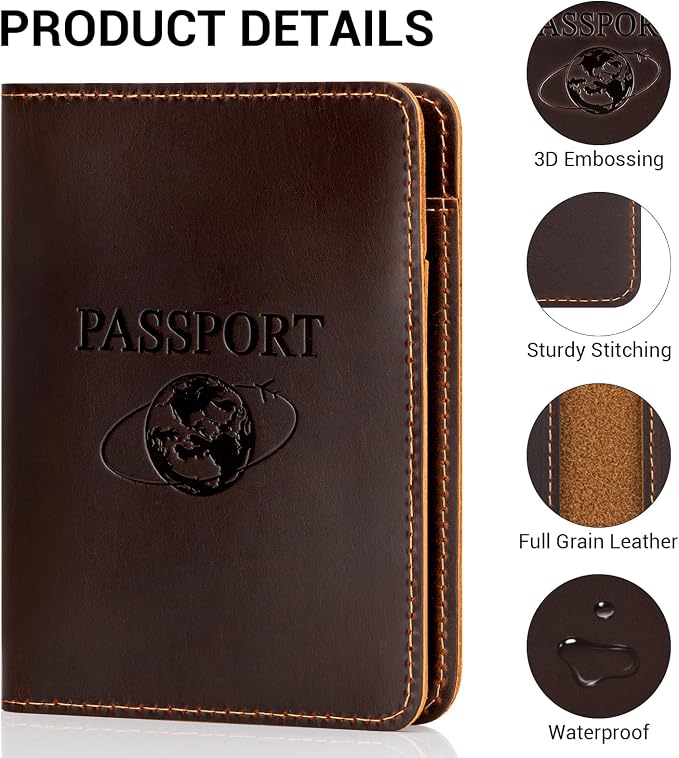 BIAOTIE Premium Leather Passport Holder Covers, Rfid Travel Wallet Passport - Image 4