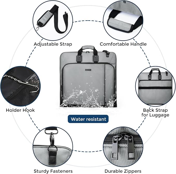 Noozion Garment Bag for Travel Large Carry On Suit Bag Hanging Travel Suit Bags - Image 5