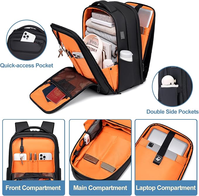FENRUIEN Expandable Travel Backpack 15.6 Inch, Water Resistant Backpack - Image 2
