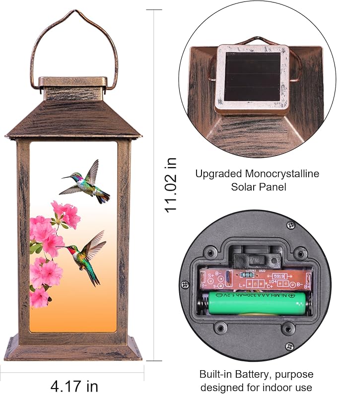 Solar Lanterns Outdoor Waterproof Hummingbird, Garden Decor Birthday Gifts - Image 5