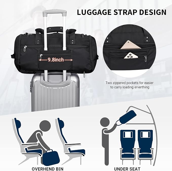 WITZMAN Travel Duffel Bags for Men Large Carry On Weekender Overnight Bag 3 in - Image 5