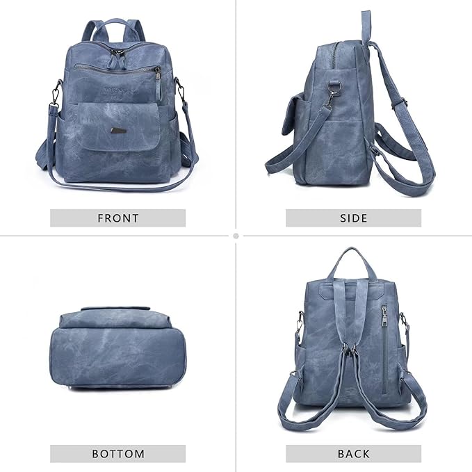 PU Leather Backpack Purse for Women Fashion Multipurpose Design Handbag Ladies - Image 3