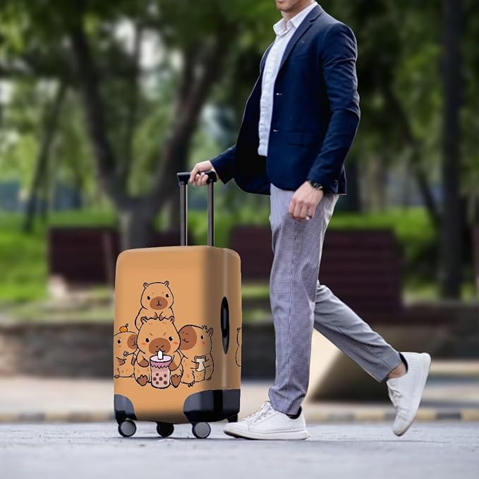 Milk Tea Capybara Luggage Cover Fit 26-29 Inch Universal Thickness Suitcase - Image 3