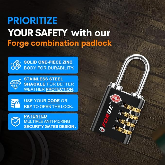 Forge Dual-Opening: Key or Combination Access Lock, TSA Approved Locks - Image 6
