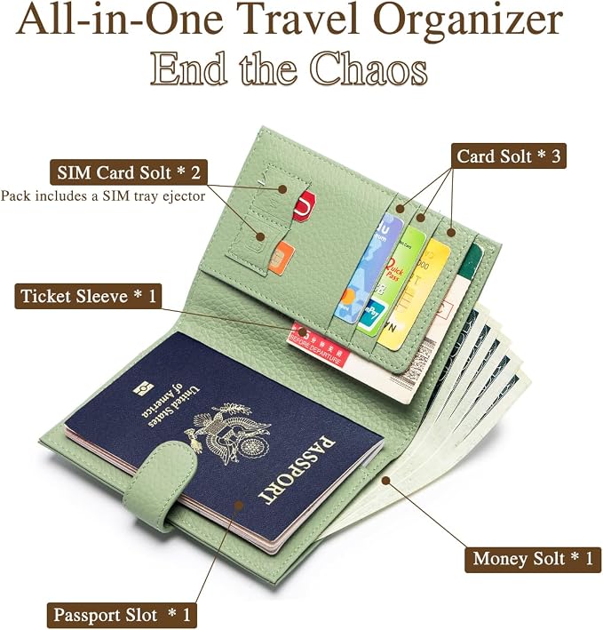RFID Leather Passport Holder for Travel Women – Slim Passport Wallet - Image 2