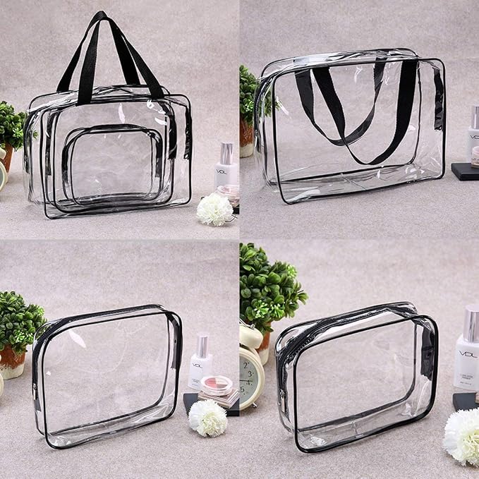6Pcs Crystal Clear PVC Travel Toiletry Bag Kit - Image 8