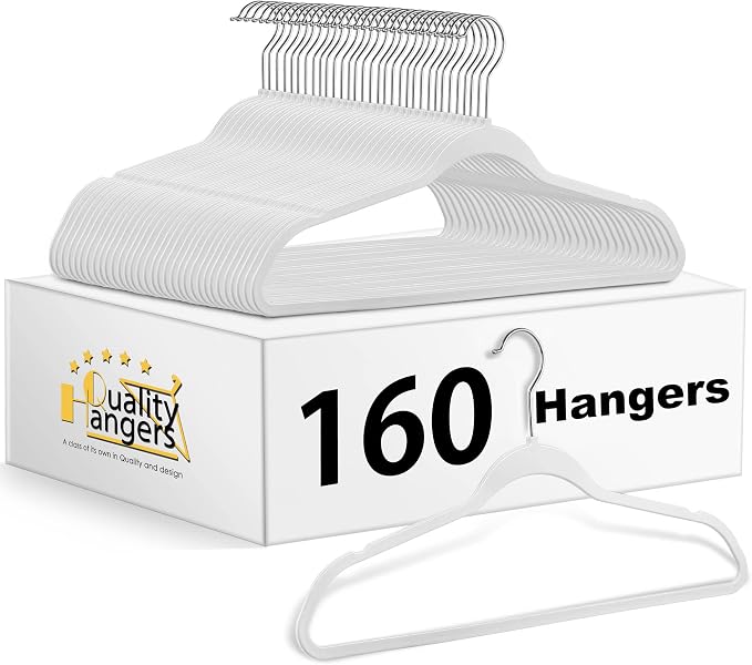 Quality Hangers 160 Pack Non-Velvet Plastic Hangers by QualityHangers
