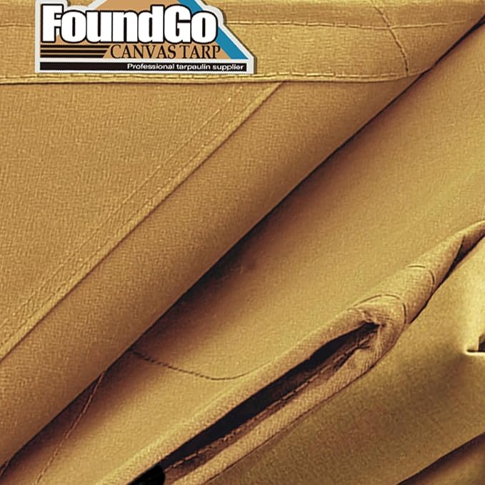FoundGo 10x16ft Canvas Tarp 22 Mil Tarps 14 oz Canvas Tarpaulin Heavy Duty - Image 2