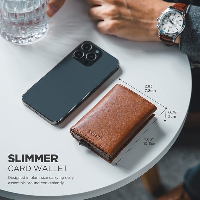VULKIT Pop up Card Wallet Minimalist Cash Wallets RFID Blocking Leather Smart - Image 5