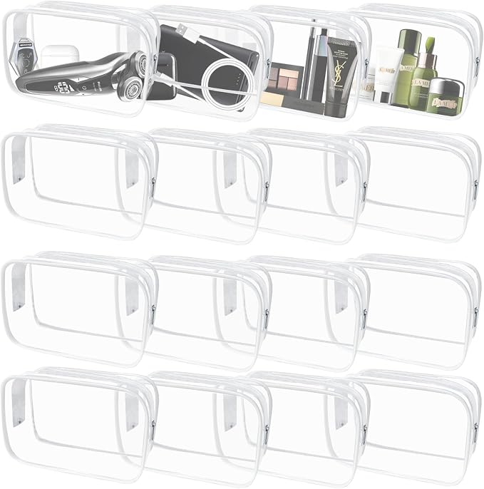 16 Pieces Clear Makeup Bags Bulk, TSA Approved Toiletry Bag by YedsIntu