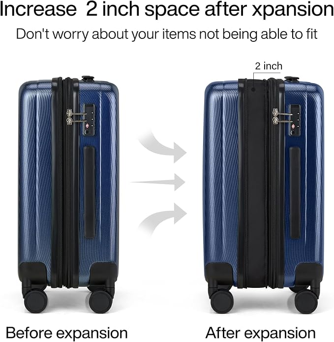 Hanke Expandable Hard Shell Luggage Sets 2 piece Carry on Luggage - Image 3
