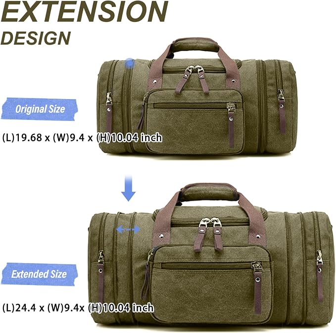 Felipe Varela Green 40L Canvas Duffel Bag - Image 2
