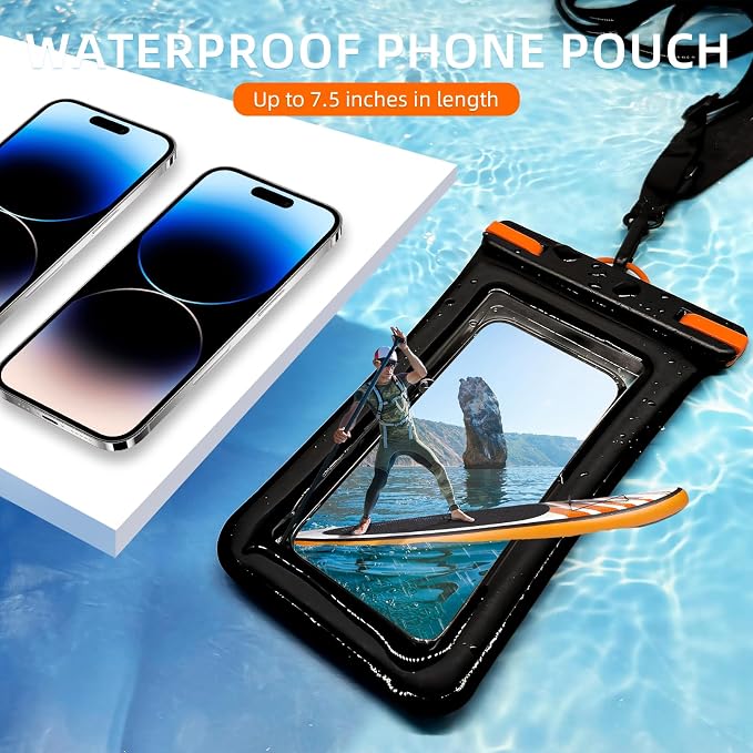 IPX8 Floating Waterproof Phone Case 2-Pack, 7.2 Inch Waterproof Phone Pouch - Image 7