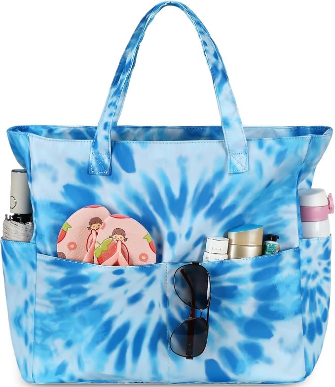 LEDAOU Large Beach Tote Bag Women Waterproof Sandproof Zipper Beach Tote Bag by LEDAOU