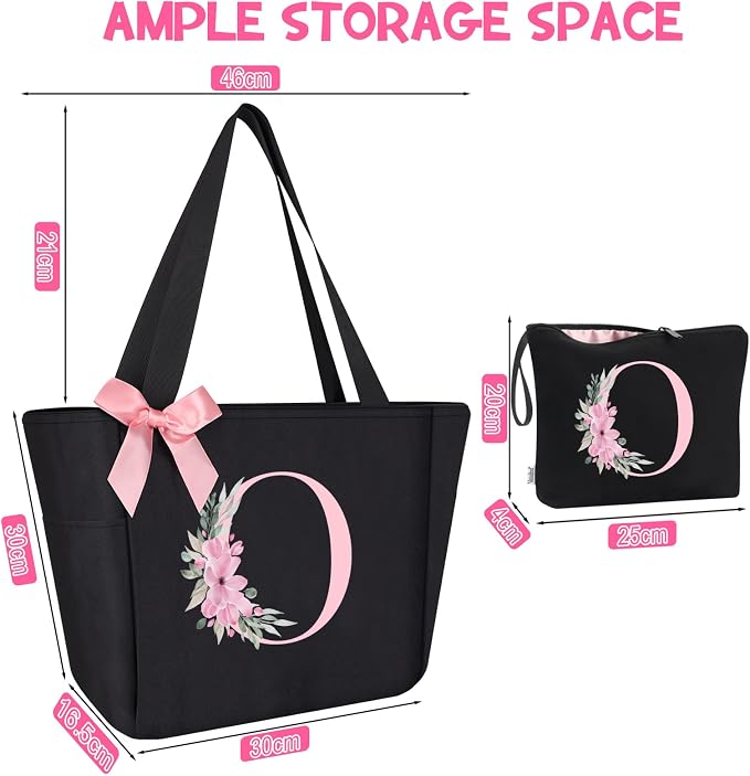Vavabox Tote Bag, A-Z Initial Monogrammed Waterproof Tote Bag, Bridesmaid Gifts - Image 3