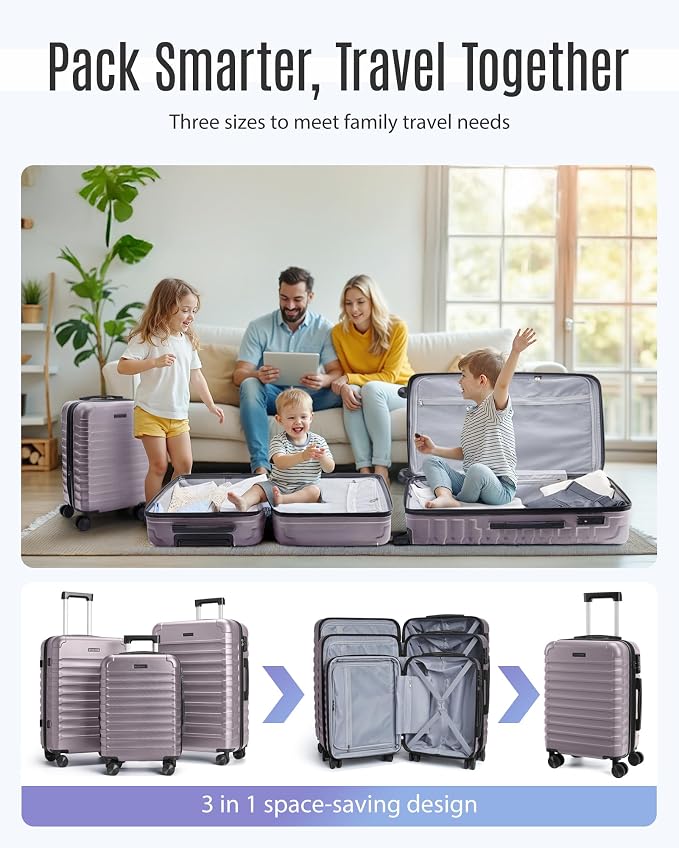 LIGHT FLIGHT Luggage Sets, 3 Piece Durable Suitcase Set - Image 2