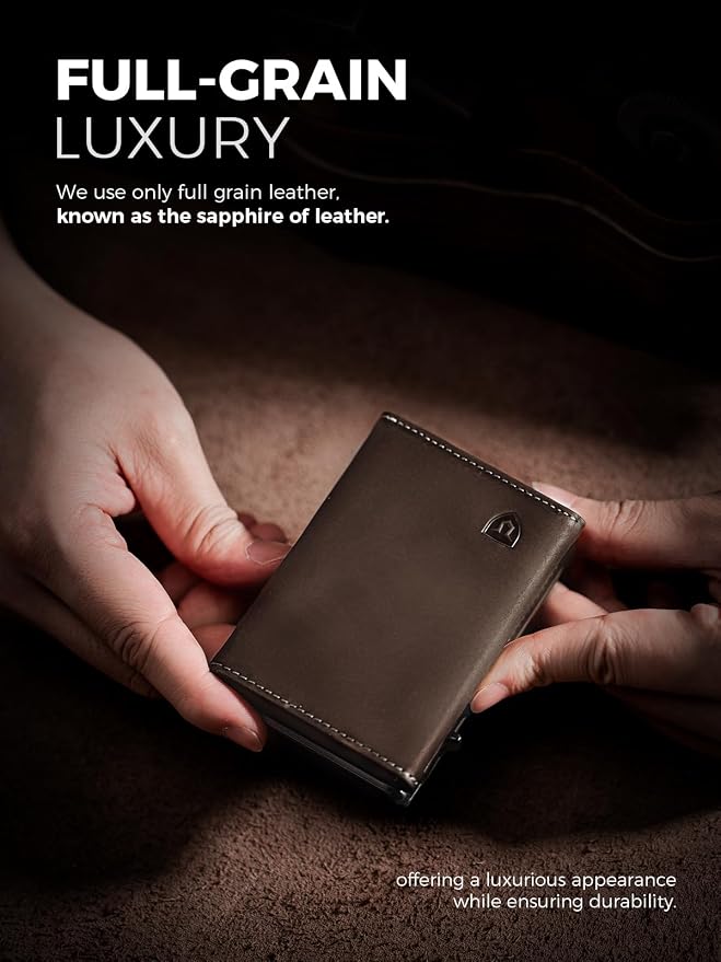 LORZOR Wallet for Men with Metal Card Holder, Pop Up Wallet, Finest Full Grain - Image 3