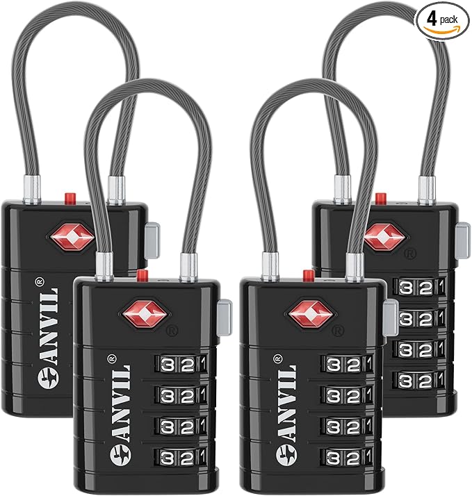 ANVIL 4 Digit Luggage Locks, TSA Locks by ANVIL