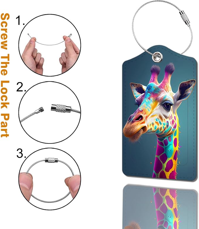 2 Pack Luggage Tag for Suitcase, Cute Unique Leather Bag Tags Identifiers - Image 2